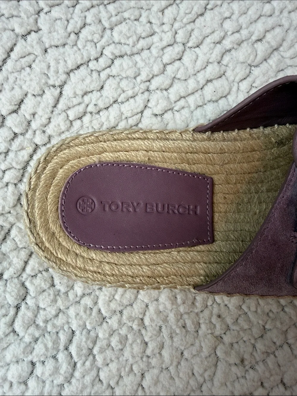 Tory Burch Lavender Suede Double-Buckle Slide Sandals